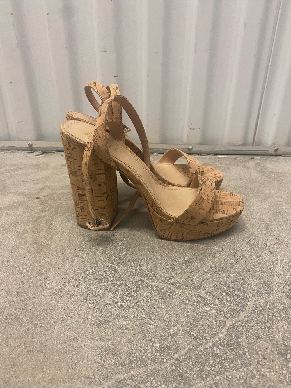 NEW Schutz Cork Platform Block Heel Sandals, Size 9